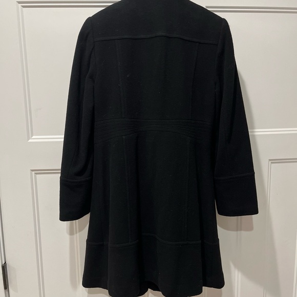 Classic Black Women's Wool Blend Trench Coat - Picture 2 of 5